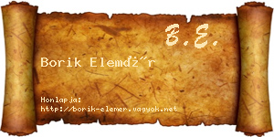 Borik Elemér névjegykártya